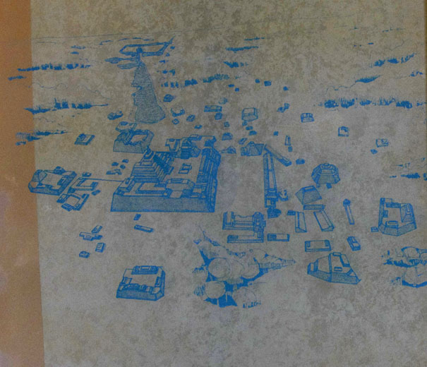 Map of the Mayan Temple Edzna on the Yucatan Peninsula in Mexico.