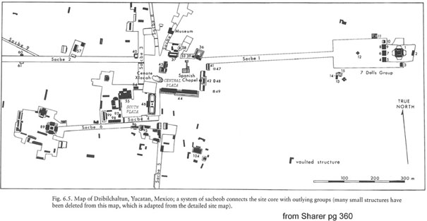 Map of the Mayan Temple Dzibilchaltun on the Yucatan Peninsula in Mexico.